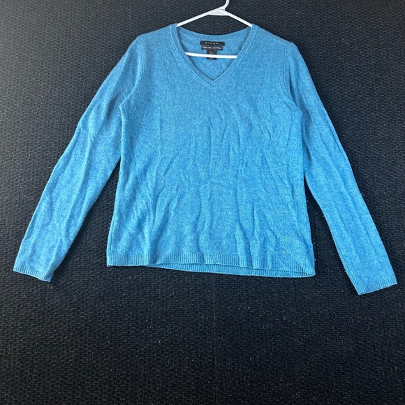 Tahari Sweaters - Tahari Pure‎ Luxe 100% Cashmere V-Neck Pullover Sweater Blue Size Large